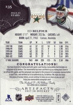 2017-18 Upper Deck Artifacts - Auto Material Silver #135 Ed Belfour Back