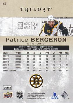 2017-18 Upper Deck Trilogy #44 Patrice Bergeron Back