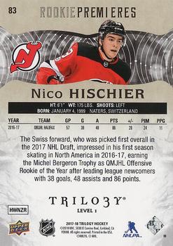2017-18 Upper Deck Trilogy #83 Nico Hischier Back