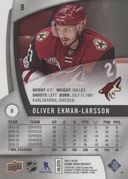 2017-18 SP Game Used #8 Oliver Ekman-Larsson Back