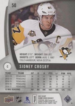 2017-18 SP Game Used #50 Sidney Crosby Back