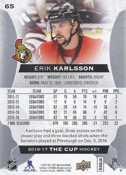 2016-17 Upper Deck The Cup #65 Erik Karlsson Back