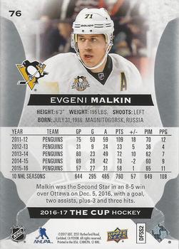2016-17 Upper Deck The Cup #76 Evgeni Malkin Back