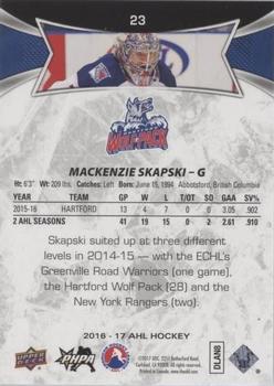 2016-17 Upper Deck AHL - Green #23 Mackenzie Skapski Back