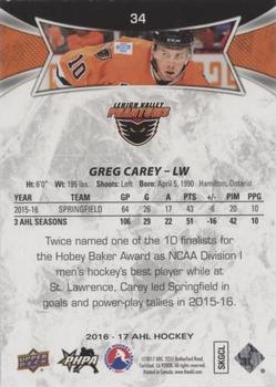 2016-17 Upper Deck AHL - Green #34 Greg Carey Back