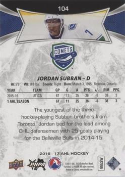 2016-17 Upper Deck AHL - Green #104 Jordan Subban Back