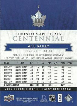 2017 Upper Deck Toronto Maple Leafs Centennial #2 Ace Bailey Back
