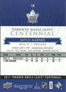 2017 Upper Deck Toronto Maple Leafs Centennial #18 Mitch Marner Back