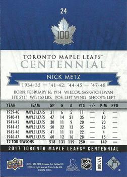 2017 Upper Deck Toronto Maple Leafs Centennial #24 Nick Metz Back
