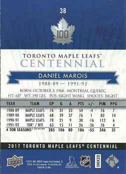 2017 Upper Deck Toronto Maple Leafs Centennial #38 Daniel Marois Back