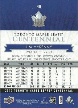2017 Upper Deck Toronto Maple Leafs Centennial #49 Jim McKenny Back