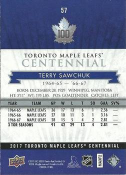2017 Upper Deck Toronto Maple Leafs Centennial #57 Terry Sawchuk Back
