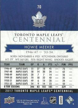 2017 Upper Deck Toronto Maple Leafs Centennial #70 Howie Meeker Back