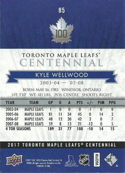 2017 Upper Deck Toronto Maple Leafs Centennial #85 Kyle Wellwood Back