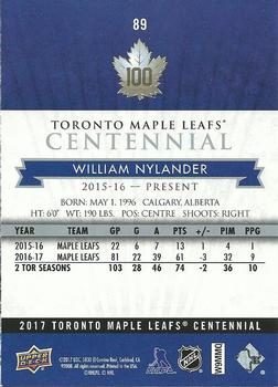 2017 Upper Deck Toronto Maple Leafs Centennial #89 William Nylander Back