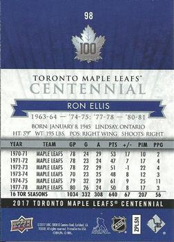 2017 Upper Deck Toronto Maple Leafs Centennial #98 Ron Ellis Back