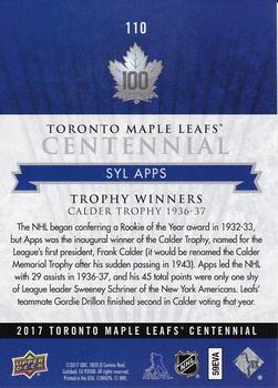 2017 Upper Deck Toronto Maple Leafs Centennial #110 Syl Apps Back