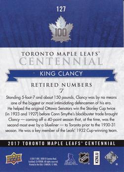 2017 Upper Deck Toronto Maple Leafs Centennial #127 King Clancy Back
