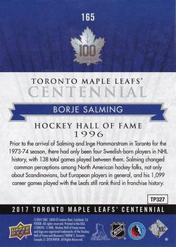 2017 Upper Deck Toronto Maple Leafs Centennial #165 Borje Salming Back