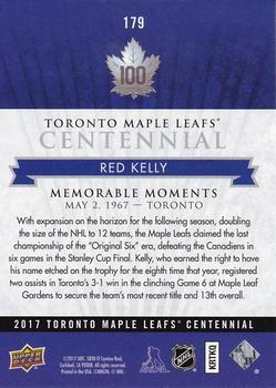 2017 Upper Deck Toronto Maple Leafs Centennial #179 Red Kelly Back