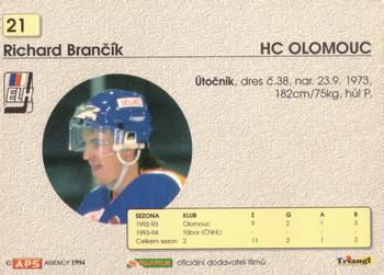 1994-95 APS Extraliga (Czech) #21 Richard Brancik Back