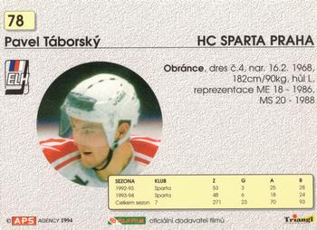 1994-95 APS Extraliga (Czech) #78 Pavel Taborsky Back