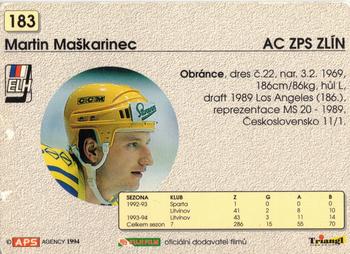 1994-95 APS Extraliga (Czech) #183 Martin Maskarinec Back