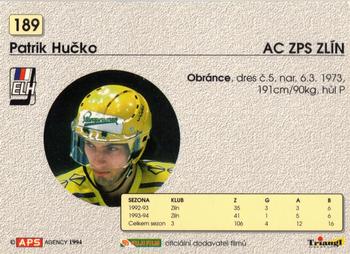 1994-95 APS Extraliga (Czech) #189 Patrik Hucko Back