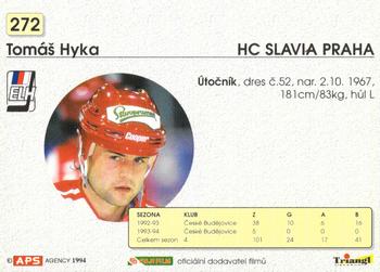 1994-95 APS Extraliga (Czech) #272 Tomas Hyka Back