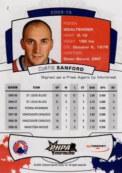 2009-10 Extreme Hamilton Bulldogs (AHL) #NNO Curtis Sanford Back