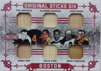 2017 Leaf Lumber Kings - Original Sticks 6 - Red #OSS-03 Phil Esposito / Bobby Orr / Raymond Bourque / Willie O'Ree / Eddie Shore / Gerry Cheevers Front