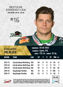 2017-18 Playercards (DEL) #DEL-005 Aleksander Polaczek Back