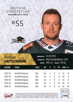 2017-18 Playercards (DEL) #DEL-010 Christian Kretschmann Back