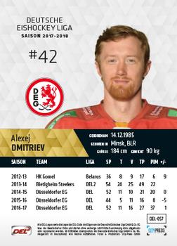 2017-18 Playercards (DEL) #DEL-057 Alexej Dmitriev Back
