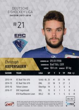 2017-18 Playercards (DEL) #DEL-067 Christoph Kiefersauer Back