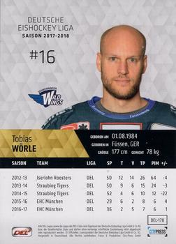 2017-18 Playercards (DEL) #DEL-178 Tobias Worle Back
