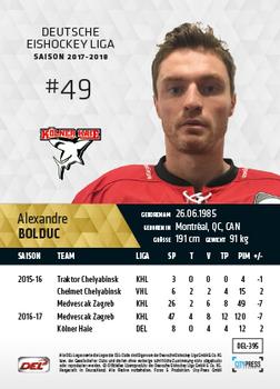 2017-18 Playercards (DEL) #DEL-395 Alexandre Bolduc Back