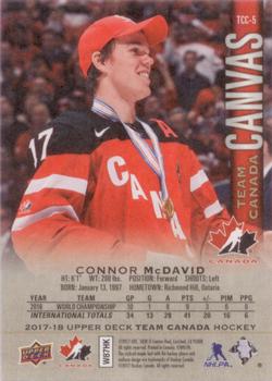 2017-18 Upper Deck Team Canada - Team Canada Canvas #TCC-5 Connor McDavid Back