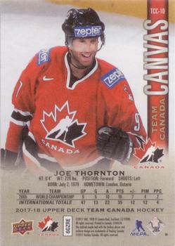 2017-18 Upper Deck Team Canada - Team Canada Canvas #TCC-10 Joe Thornton Back