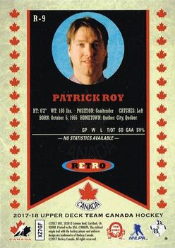 2017-18 Upper Deck Team Canada - Retro #R-9 Patrick Roy Back