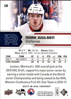 2017-18 Upper Deck AHL #15 Noah Juulsen Back