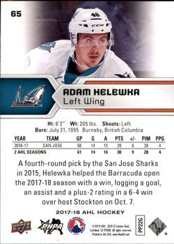 2017-18 Upper Deck AHL #65 Adam Helewka Back