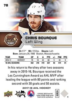 2017-18 Upper Deck AHL #78 Chris Bourque Back