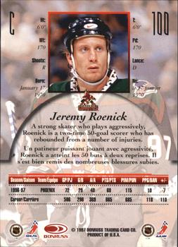 1997-98 Donruss Canadian Ice - Dominion Series Unnumbered #100 Jeremy Roenick Back
