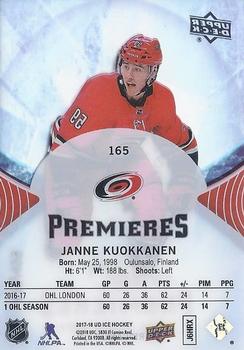 2017-18 Upper Deck Ice #165 Janne Kuokkanen Back