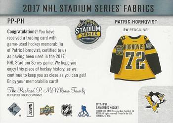 2017-18 SP Game Used - 2017 NHL Stadium Series Fabrics #PP-PH Patric Hornqvist Back
