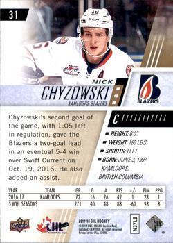 2017-18 Upper Deck CHL #31 Nick Chyzowski Back