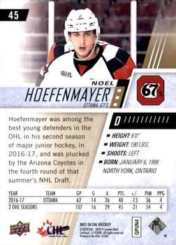 2017-18 Upper Deck CHL #45 Noel Hoefenmayer Back