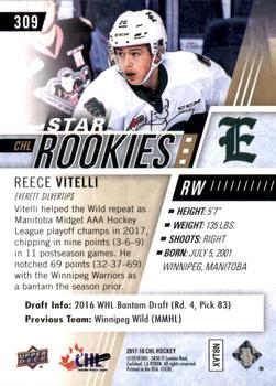 2017-18 Upper Deck CHL #309 Reece Vitelli Back