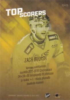 2017-18 Cardset Finland - Top Scorers #TS4 Zach Budish Back